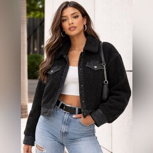 Forever 21 Black Teddy Jacket